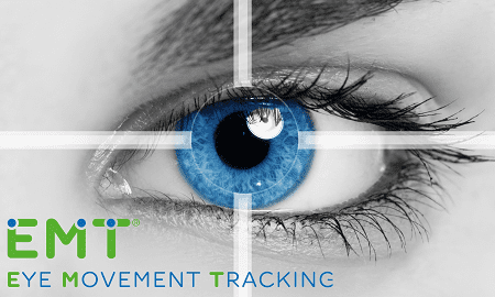Auge mit Schriftzug EMT Eye Movement Tracking