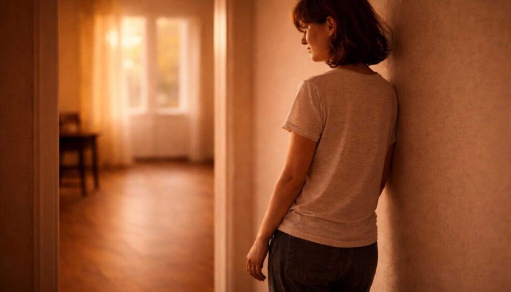 Feinfühlige Frau im warmen Licht – Sinnbild für Herzmensch und intensives Fühlen