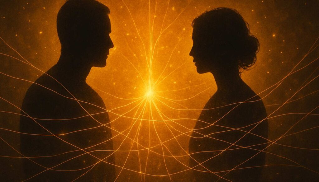Leuchtende Fäden des Lebensnetzes – Symbol für spirituelle Seelenverträge und ihre unsichtbaren Verbindungen