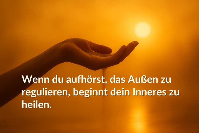 verantwortung-loslassen-hand-licht-energie Offene Hand im goldenen Licht, aus der Sand rinnt – Symbol für Loslassen, Vertrauen und innere Heilung.