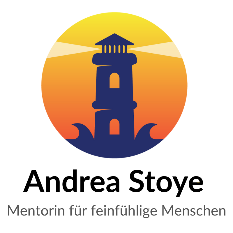Logo mit Leuchtturm und Schriftzug Andrea Stoye, Mentorin für feinfühlige Menschen