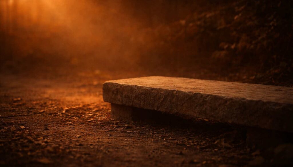 Steinerne Fläche im warmen Abendlicht – Symbol für emotionale Schwere und lange getragene innere Last.