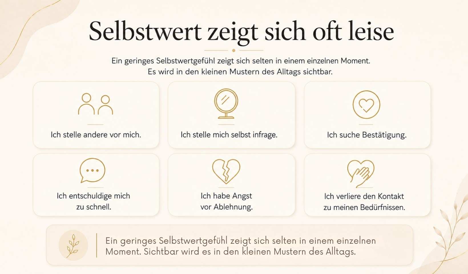 selbstwert-zeigt-sich-oft-leise Infografik: Selbstwert zeigt sich oft leise – typische Anzeichen eines geringen Selbstwertgefühls im Alltag