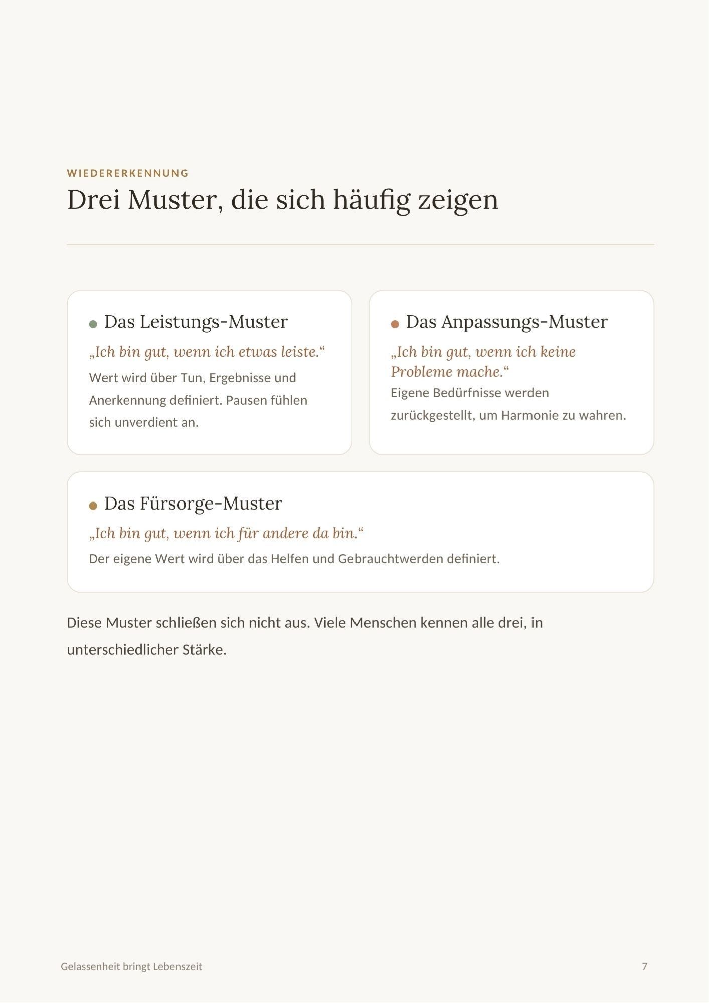 Selbstwert in Balance – Drei Muster Drei typische Selbstwert-Muster im Workbook Selbstwert in Balance