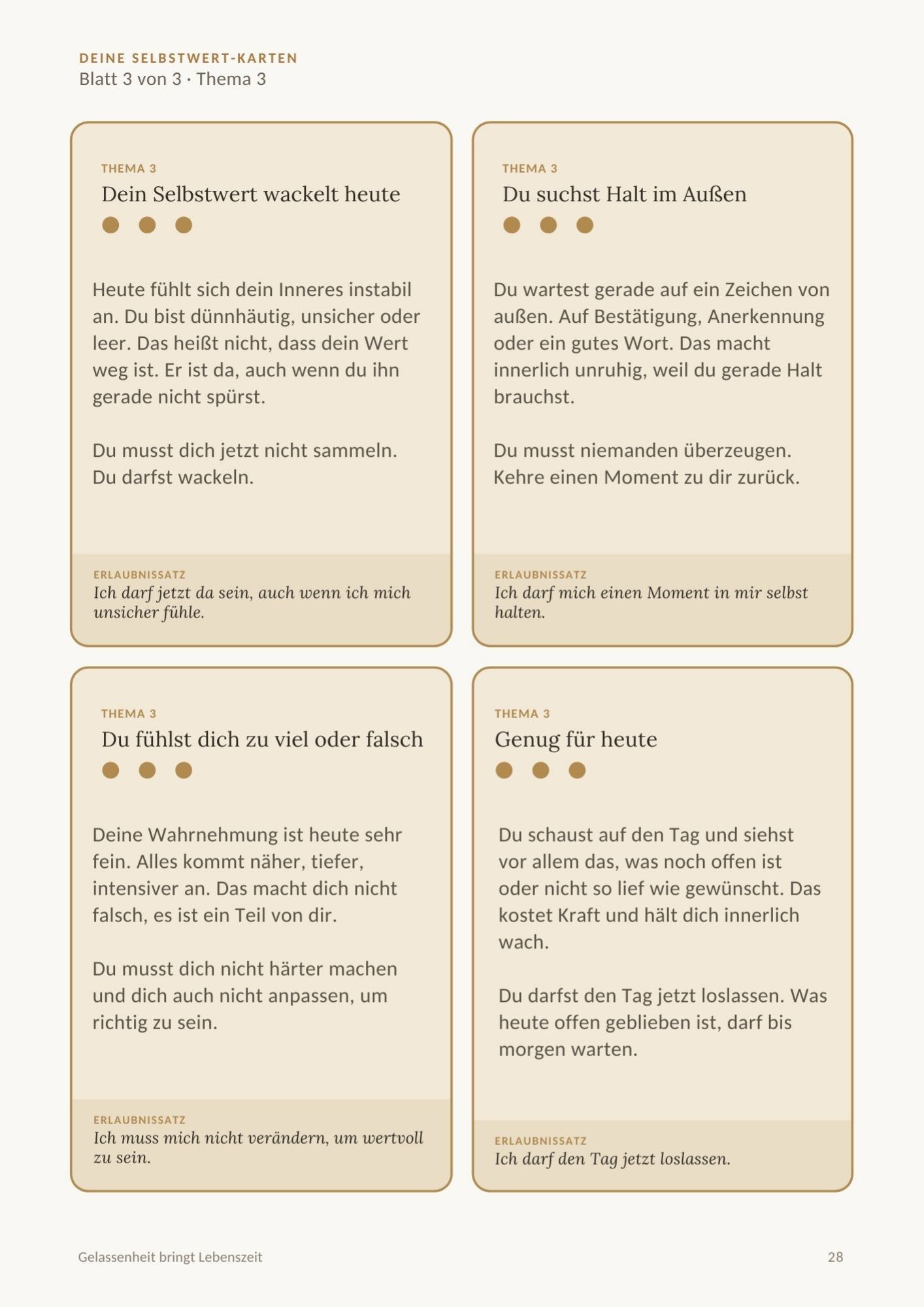 Selbstwert in Balance – Selbstwert-Karten Selbstwert-Karten aus dem ELYNIA Programm Selbstwert in Balance